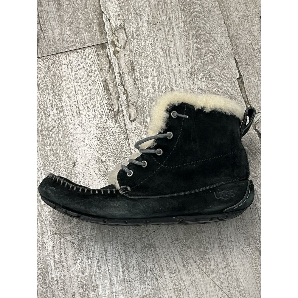 Ugg Black Moccasins Chickaree Shearling Lace Up Boots Women 7